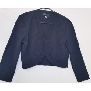Spense Women's Black Shrug Cropped Sweater Bolero Cardigan Long Sleeves Size L